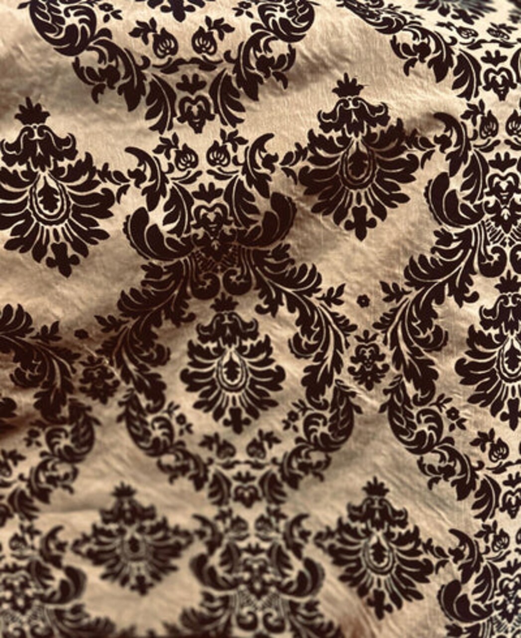 1 Yard Damask Flocking Taffeta Fabric Elegant Velvet Pattern 58'' Inches Wide